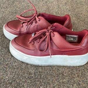 Stunning burgundy Nike Air Force platform